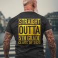 Straight Outta 5Th Grade Class Of 2023 Graduation Graduate Men's Back Print T-shirt Gifts for Old Men