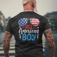 Sunglasses Stars Stripes All American Boy Freedom Usa Mens Back Print T-shirt Gifts for Old Men
