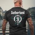 Sutherland Clan Scottish Name Coat Of Arms Tartan Mens Back Print T-shirt Gifts for Old Men