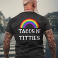 Tacos And Titties Funny Lgbt Gay Pride Gifts Lesbian Lgbtq Tacos Funny Gifts Mens Back Print T-shirt Gifts for Old Men