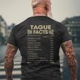 Tague Name Gift Tague Facts V2 Mens Back Print T-shirt Gifts for Old Men