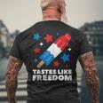 Tastes Like Freedom Icecream Ice Pop 4Th Of July Men's T-shirt Back Print Gifts for Old Men