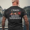 I Teach Masked Superheroes Pumpkin Animals Lovers Pumpkin Men's T-shirt Back Print Gifts for Old Men