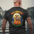 Teddy Halloween Bear Scary Little Bear Zombie On Pumpkin Mens Back Print T-shirt Gifts for Old Men