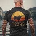 Texas Retro Longhorn Cattle Vintage Texan Cow Herd Lone Star Men's T-shirt Back Print Gifts for Old Men