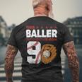 This Baller Is Now 9 Birthday Baseball Theme Bday Party Mens Back Print T-shirt Gifts for Old Men