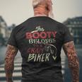 This Booty Belongs To A Crazy Biker Funny Biker Mens Back Print T-shirt Gifts for Old Men