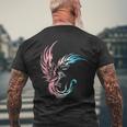 Trans Pride Transgender Phoenix Flames Fire Mythical Bird Mens Back Print T-shirt Gifts for Old Men