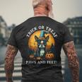 Trick Or Treat Paws And Feet Boston Terrier Halloween Puppy Men's T-shirt Back Print Gifts for Old Men