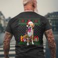Ugly Sweater Christmas Lights Boxer Dog Lover Men's T-shirt Back Print Gifts for Old Men