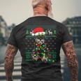 Ugly Sweater Christmas Lights Schnauzer Dog Puppy Lover Men's T-shirt Back Print Gifts for Old Men