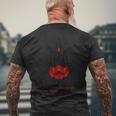 Ukraine Black Coat Arms With Poppy Trident Tryzub Ukrainian Men's T-shirt Back Print Gifts for Old Men