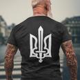 Ukrainian Tryzub Symbol On The Heart Ukraine Trident Men's T-shirt Back Print Gifts for Old Men