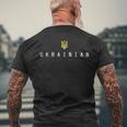 Ukrainian Tryzub Ukraine Trident Military Emblem Symbol Men's T-shirt Back Print Gifts for Old Men