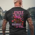 Uncle Of The Birthday Girl Cowgirl Boots Pink Matching Funny Gifts For Uncle Mens Back Print T-shirt Gifts for Old Men