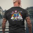 Uncle Sam On Unicorn Rainbow 4Th Of July Patriot Girls Kids Mens Back Print T-shirt Gifts for Old Men