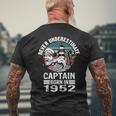 Never Underestimate Captain Born In 1952 Captain Sailing Men's T-shirt Back Print Gifts for Old Men