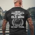 Never Underestimate An Old Man With A Basset Hound Men's T-shirt Back Print Gifts for Old Men