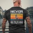 Never Underestimate An Old Man On A Bicycle Cycling Vintage Men's T-shirt Back Print Gifts for Old Men