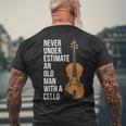 Never Underestimate An Old Man With A Cello For Men Men's T-shirt Back Print Gifts for Old Men