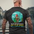 Never Underestimate Old Man Fishing Rod Fun Dad Grandpa Men Men's T-shirt Back Print Gifts for Old Men