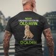 Never Underestimate An Old Man With A Golden Retriever Men's T-shirt Back Print Gifts for Old Men