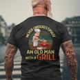 Never Underestimate An Old Man With A Grill Dad Granddad Bbq Men's T-shirt Back Print Gifts for Old Men