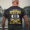 Never Underestimate Old Man Love Scuba Diving Men's T-shirt Back Print Gifts for Old Men