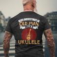 Never Underestimate An Old Man With An Ukulele Men's T-shirt Back Print Gifts for Old Men