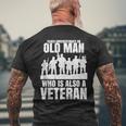 Never Underestimate An Old Man Who Is Also A Veteran Dad Men's T-shirt Back Print Gifts for Old Men