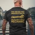 Never Underestimate An Old Mechanic Diesel Mechanic Garage Men's T-shirt Back Print Gifts for Old Men