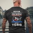 Never Underestimate A Queen Born In July 1986 Men's T-shirt Back Print Gifts for Old Men
