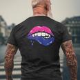 Vampire Lips Bi-Sexual Pride Sexy Blood Fangs Lgbt-Q Ally Mens Back Print T-shirt Gifts for Old Men