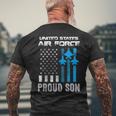 Veteran Vets Us Air Force Proud Son Proud Air Force Son Veteran Day Veterans Mens Back Print T-shirt Gifts for Old Men