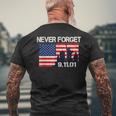 Vintage American Flag Never Forget Patriotic 911 Men's Back Print T-shirt Gifts for Old Men