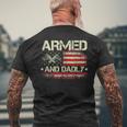 Vintage Armed And Dadly Funny Deadly Father For Fathers Day Mens Back Print T-shirt Gifts for Old Men