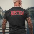 Vintage Boston Ma Varsity Style Red Text Mens Back Print T-shirt Gifts for Old Men
