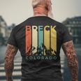 Vintage Breckenridge “Breck” Colorado Retro Colored Stripes Mens Back Print T-shirt Gifts for Old Men