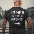 Vintage I´M With The Werewolf Full Moon Wolf Halloween Party Gifts For Wolf Lovers Funny Gifts Mens Back Print T-shirt Gifts for Old Men