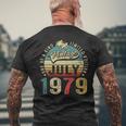 Vintage July 1979 Made In 1979 44 Year Old 44Th Birthday Mens Back Print T-shirt Gifts for Old Men