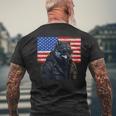 Vintage Patriotic Biker Wolf Shades Rustic American Flag Usa Mens Back Print T-shirt Gifts for Old Men