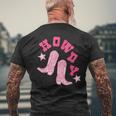 Vintage Pink Howdy Rodeo Western Country South Cowgirl Boot Rodeo Funny Gifts Mens Back Print T-shirt Gifts for Old Men