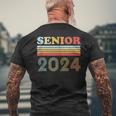 Vintage Senior 2024 Graduation Highschool Graduate Senior 24 Men's Back Print T-shirt Gifts for Old Men