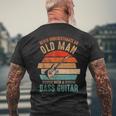 Vintage Never Underestimate An Old Man With A Bass Guitar Men's T-shirt Back Print Gifts for Old Men