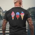 White Red Blue Ice Cream American Flag 4Th Of July Mens Back Print T-shirt Gifts for Old Men