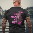 Wolf He Keeps Me Safe - She Keeps Me Wild Gifts For Wolf Lovers Funny Gifts Mens Back Print T-shirt Gifts for Old Men