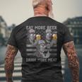 Womens Eat More Beer Drink More Meat 4Th Of July Presidents For Men Mens Back Print T-shirt Gifts for Old Men
