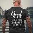 Womens Good Girl With A Hood PlaylistShirt Gym Life Tee Mens Back Print T-shirt Gifts for Old Men