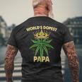 Worlds Dopest Papa Cannabis 420 Fathers Day Weed Dad Mens Back Print T-shirt Gifts for Old Men