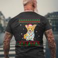 Xmas Ugly Sweater Christmas Lights Corgi Dog Lover Men's T-shirt Back Print Gifts for Old Men